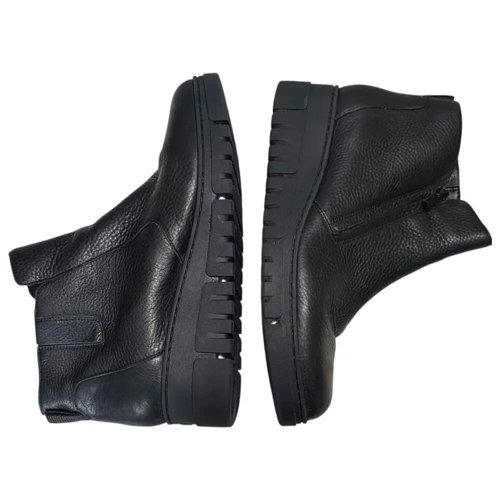 Vionic Uptown Sur Boots Womens 9.5 Wide Black Leather Weatherproof Ankle Zip